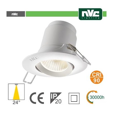 Faro direzionabile LED IP20 9W 3000K 700LM 24º FORO:95mm